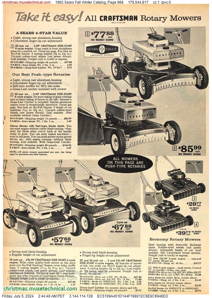 1962 Sears Fall Winter Catalog, Page 968