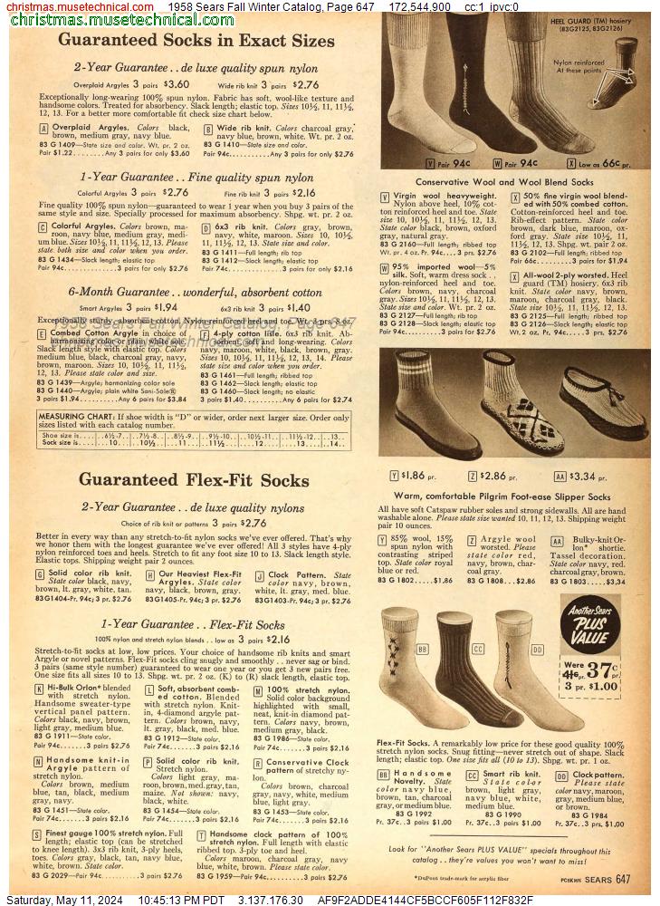 1958 Sears Fall Winter Catalog, Page 647
