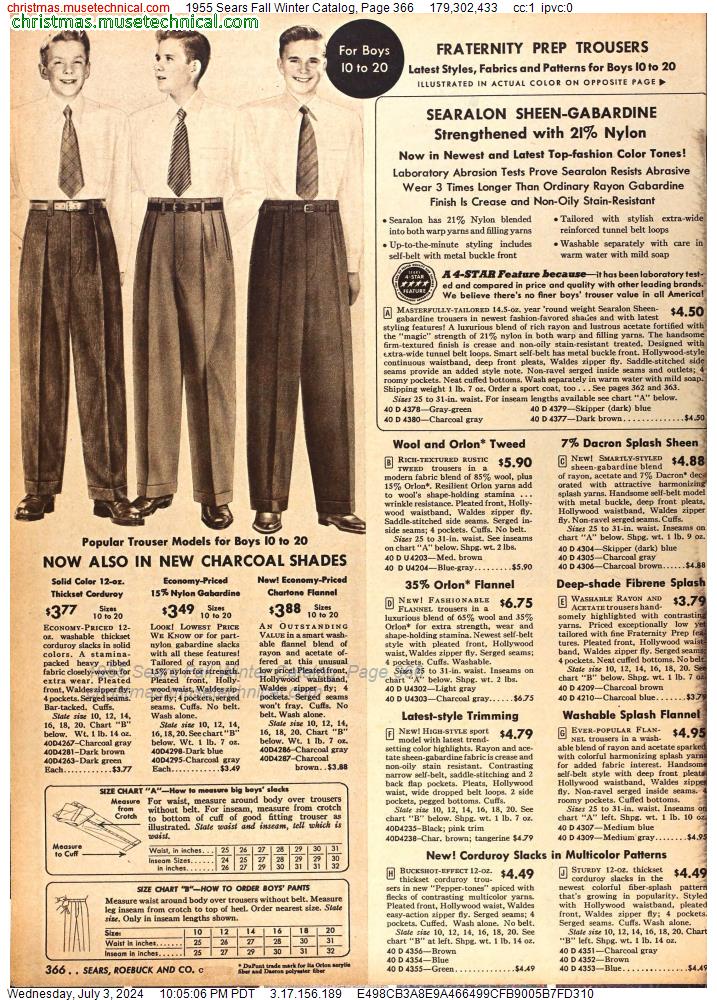 1955 Sears Fall Winter Catalog, Page 366