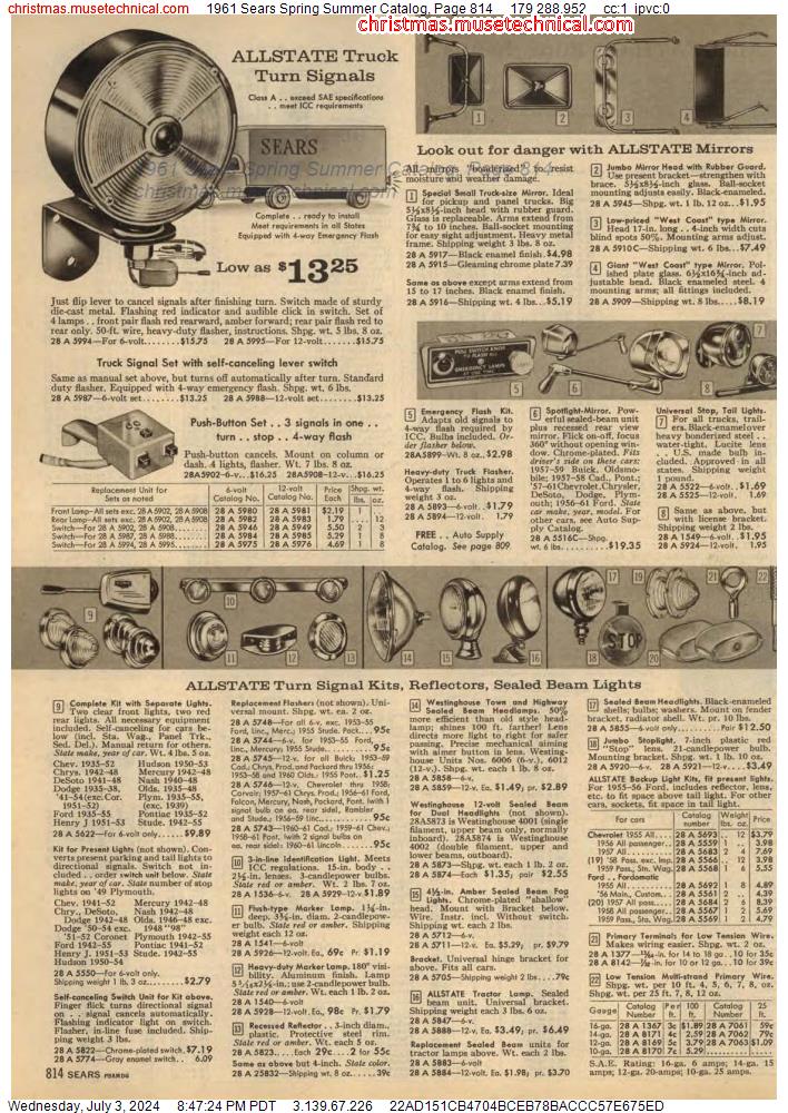 1961 Sears Spring Summer Catalog, Page 814