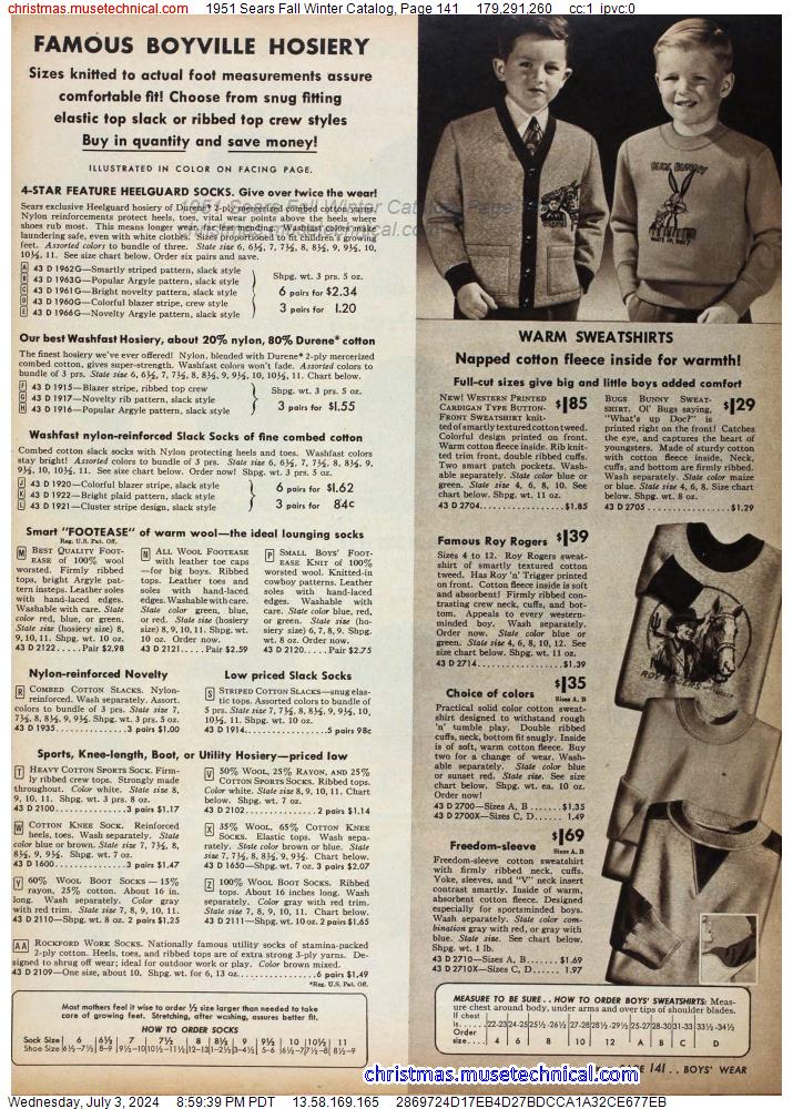1951 Sears Fall Winter Catalog, Page 141