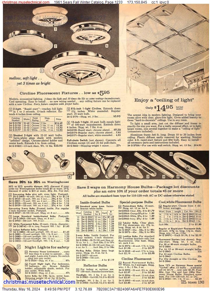1961 Sears Fall Winter Catalog, Page 1233