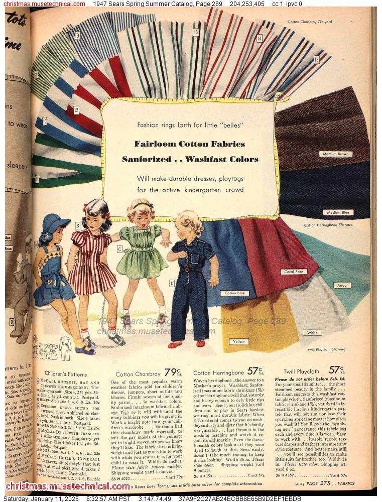 1947 Sears Spring Summer Catalog, Page 289