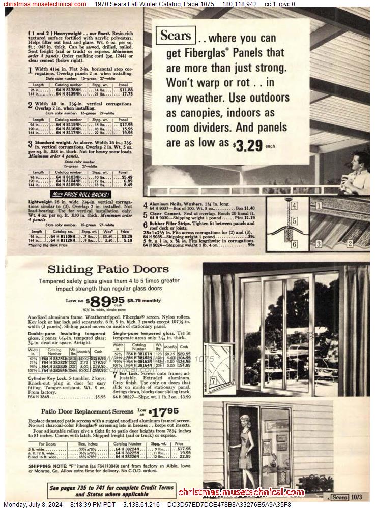 1970 Sears Fall Winter Catalog, Page 1075