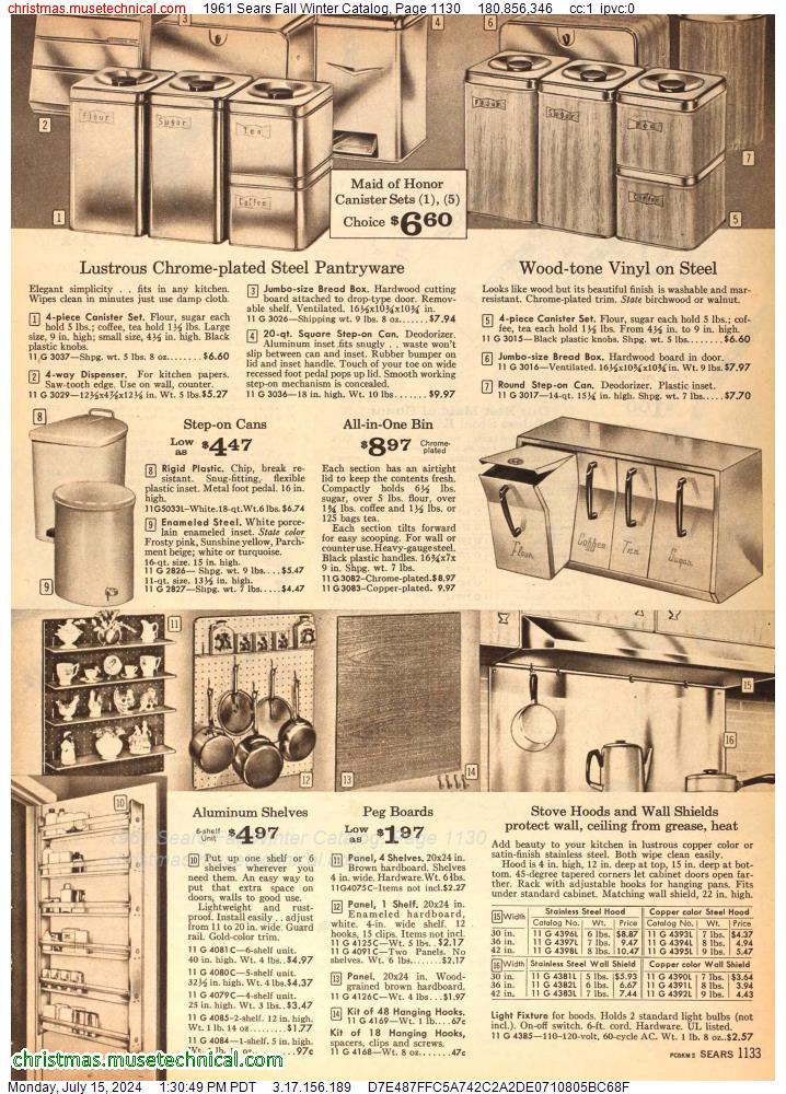 1961 Sears Fall Winter Catalog, Page 1130