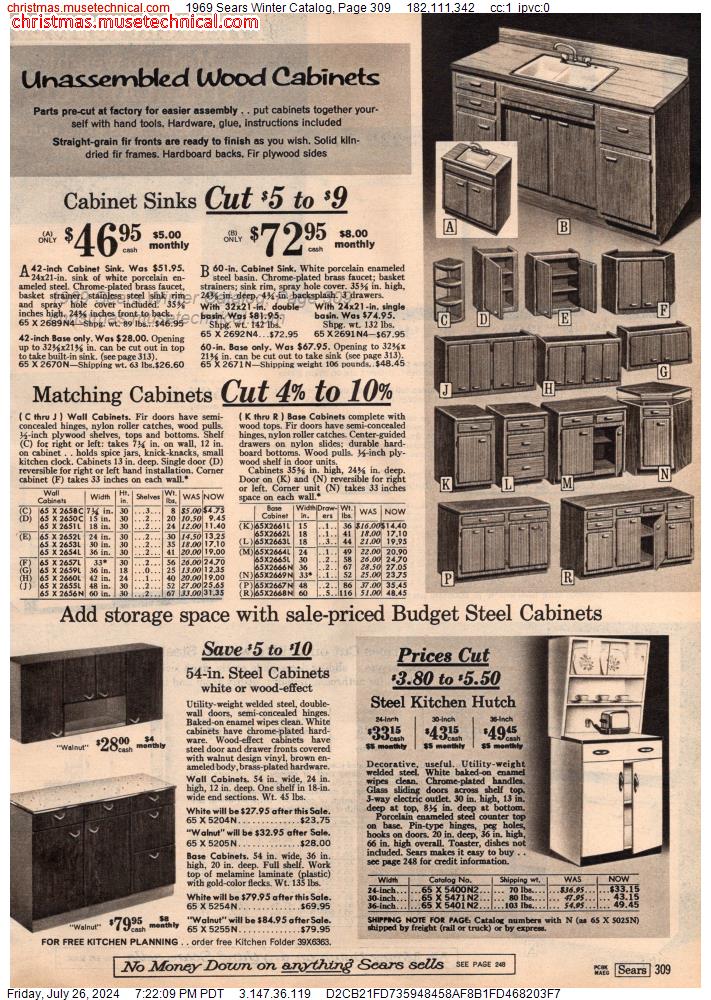 1969 Sears Winter Catalog, Page 309