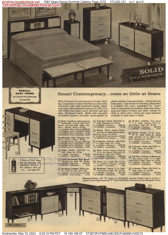 1961 Sears Spring Summer Catalog, Page 1270