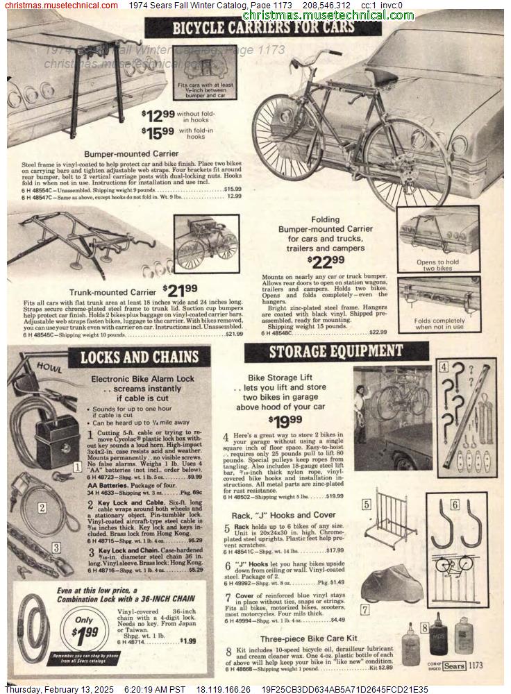 1974 Sears Fall Winter Catalog, Page 1173