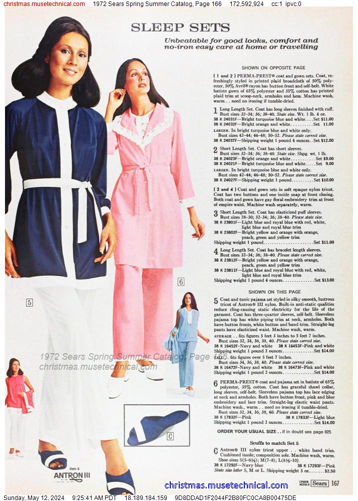 1972 Sears Spring Summer Catalog, Page 166