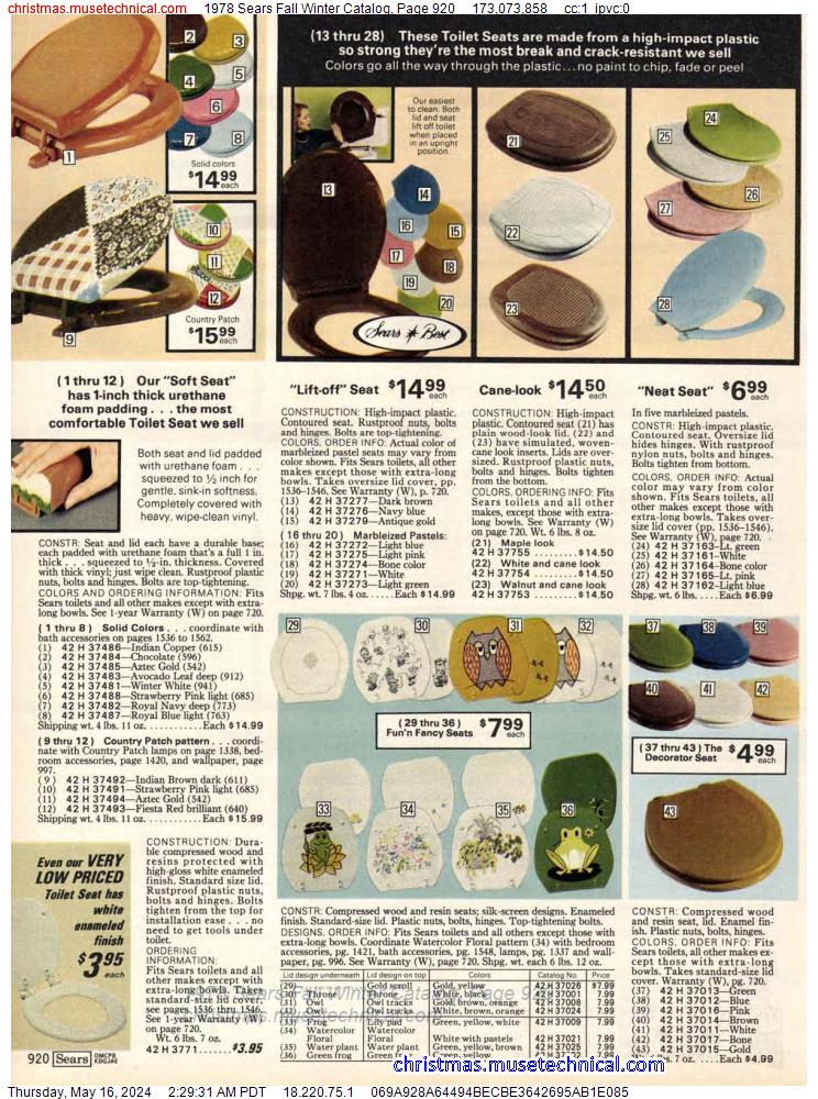 1978 Sears Fall Winter Catalog, Page 920