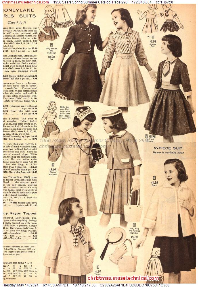 1956 Sears Spring Summer Catalog, Page 296