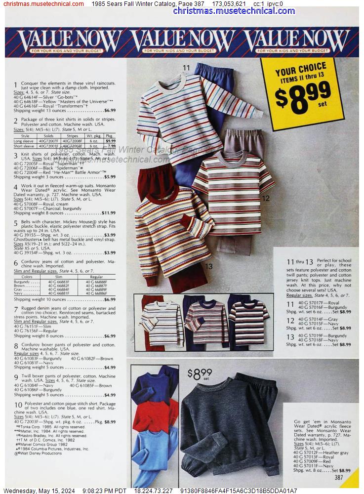 1985 Sears Fall Winter Catalog, Page 387
