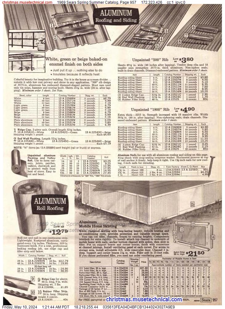 1969 Sears Spring Summer Catalog, Page 957