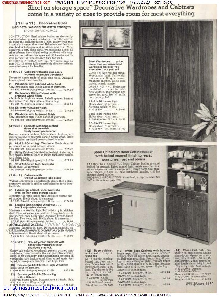 1981 Sears Fall Winter Catalog, Page 1159