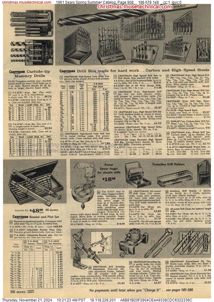 1961 Sears Spring Summer Catalog, Page 908