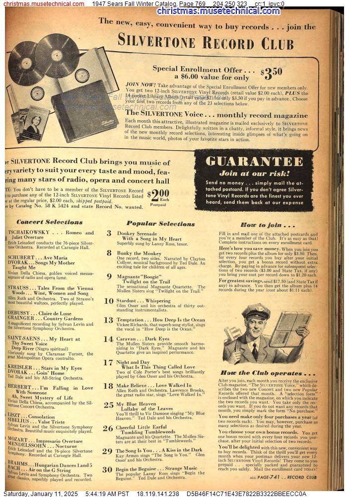 1947 Sears Fall Winter Catalog, Page 769