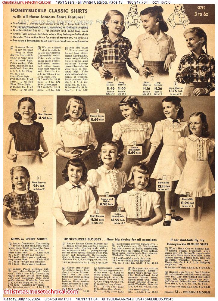 1951 Sears Fall Winter Catalog, Page 13