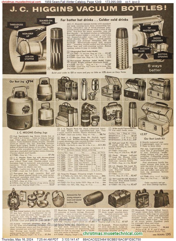 1959 Sears Fall Winter Catalog, Page 1249