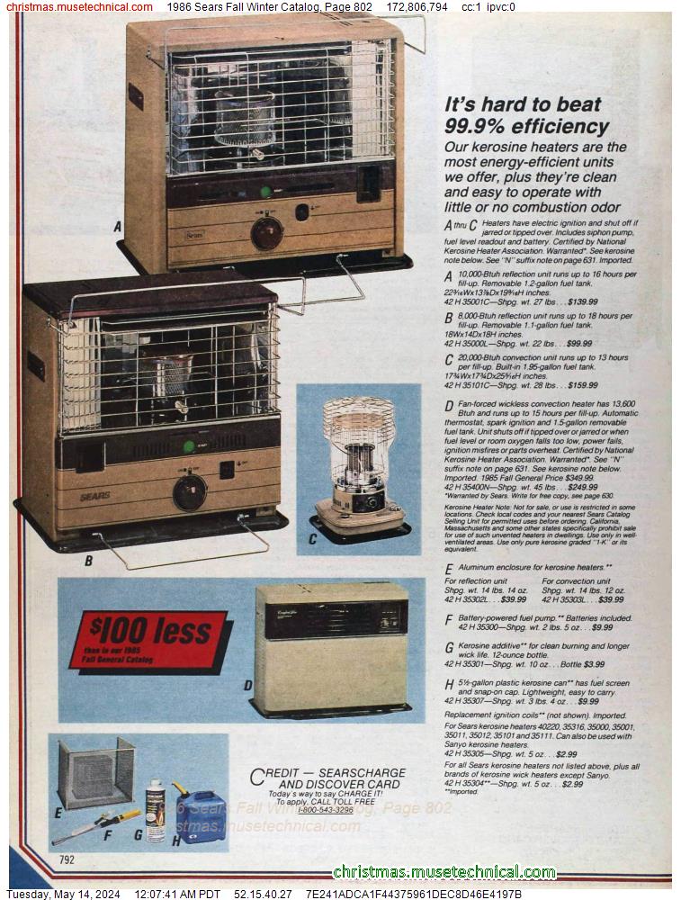 1986 Sears Fall Winter Catalog, Page 802