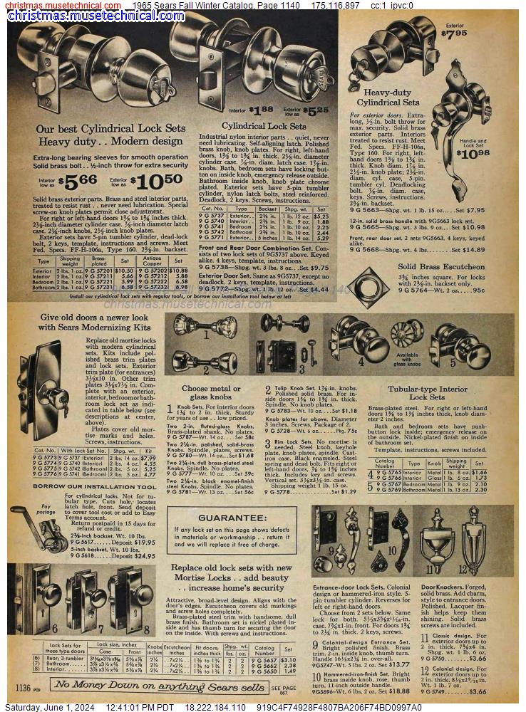 1965 Sears Fall Winter Catalog, Page 1140
