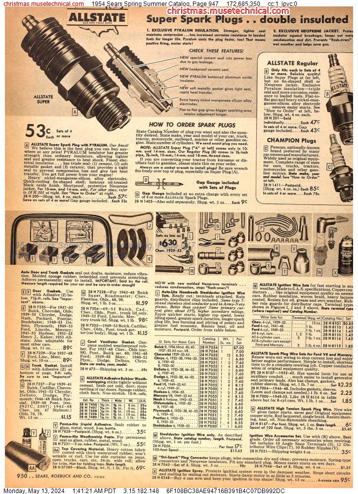 1954 Sears Spring Summer Catalog, Page 947