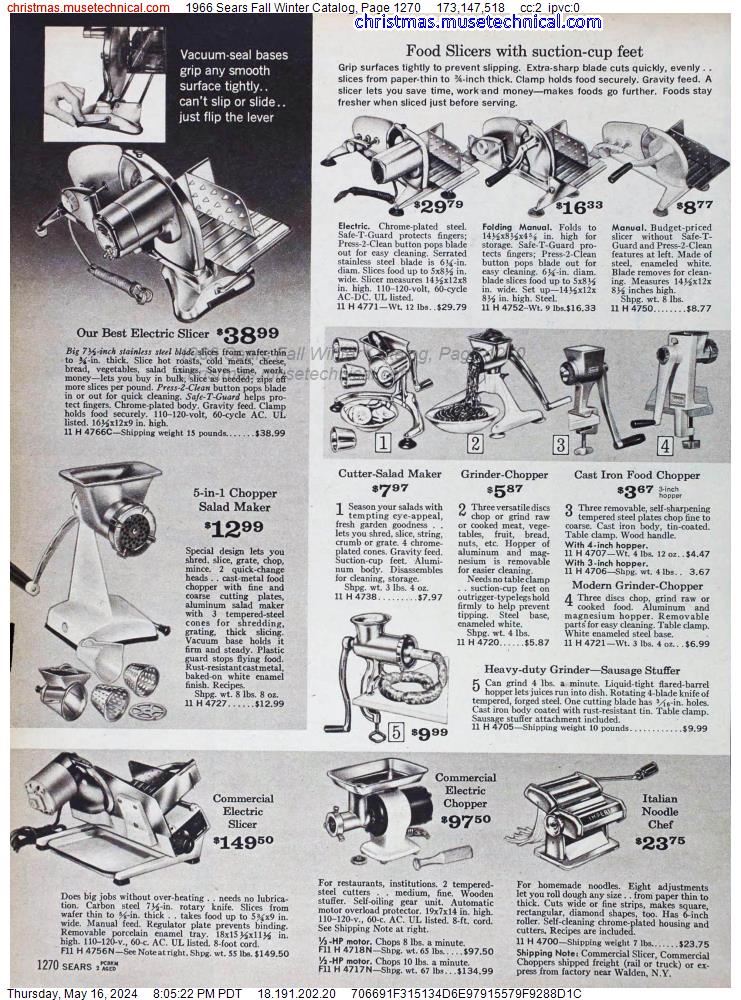 1966 Sears Fall Winter Catalog, Page 1270