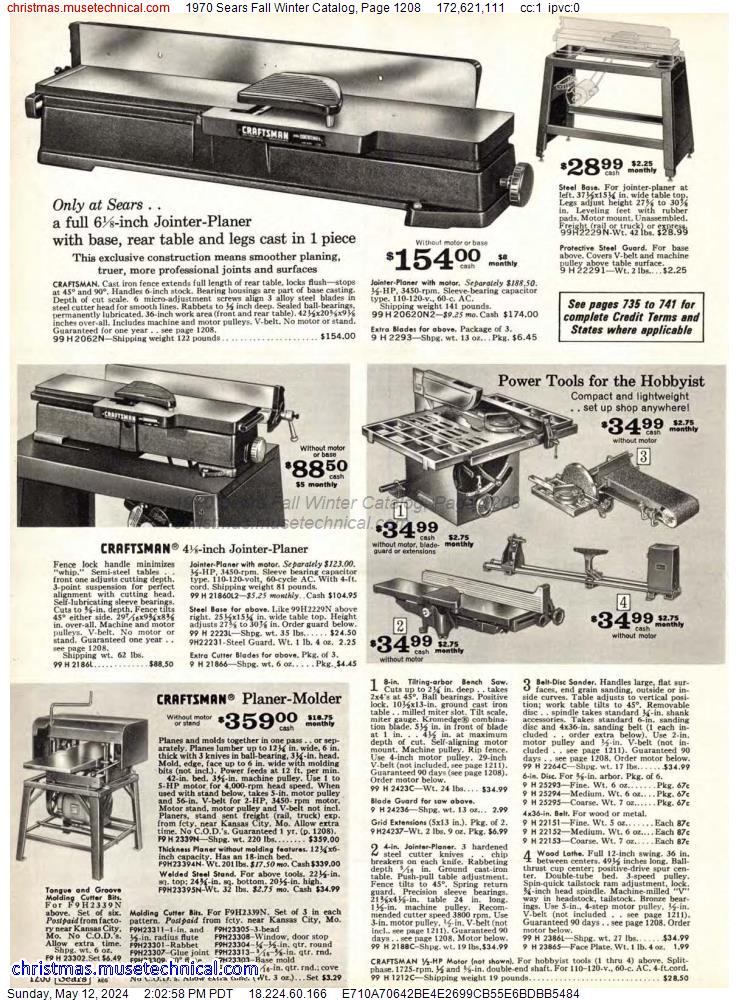 1970 Sears Fall Winter Catalog, Page 1208