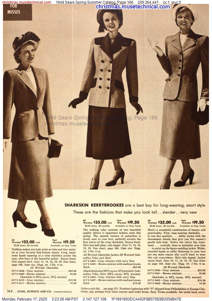 1949 Sears Spring Summer Catalog, Page 166