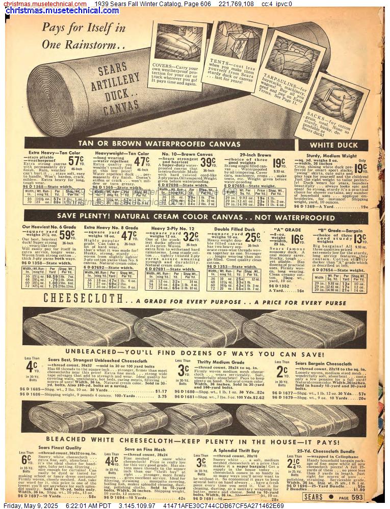 1939 Sears Fall Winter Catalog, Page 606