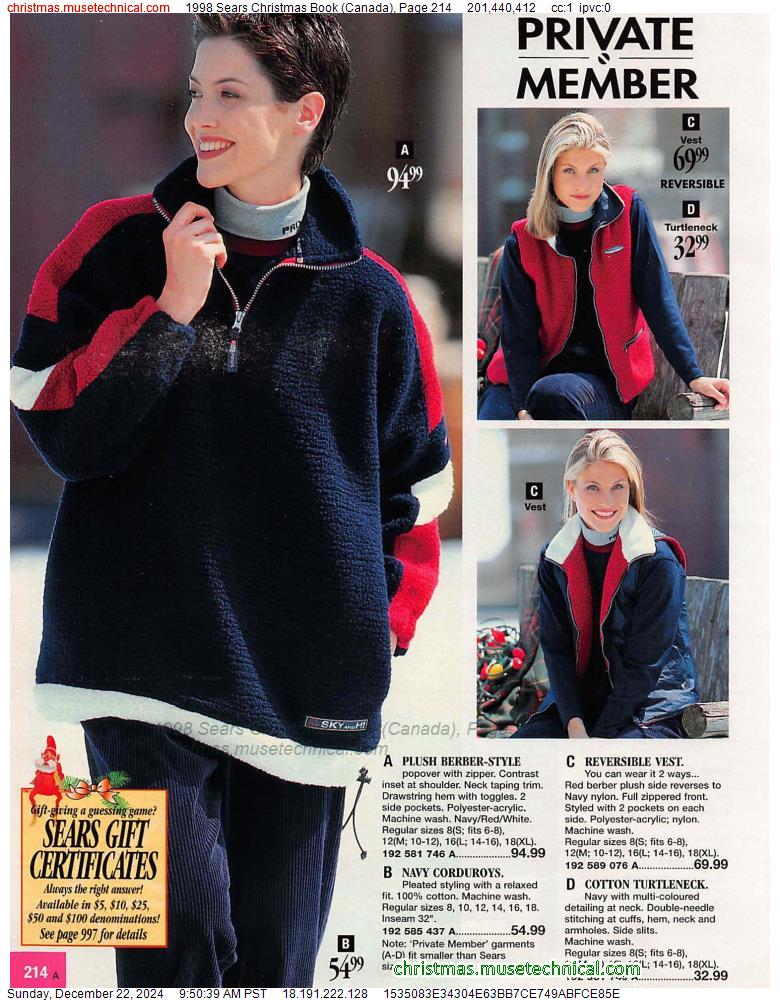 1998 Sears Christmas Book (Canada), Page 214