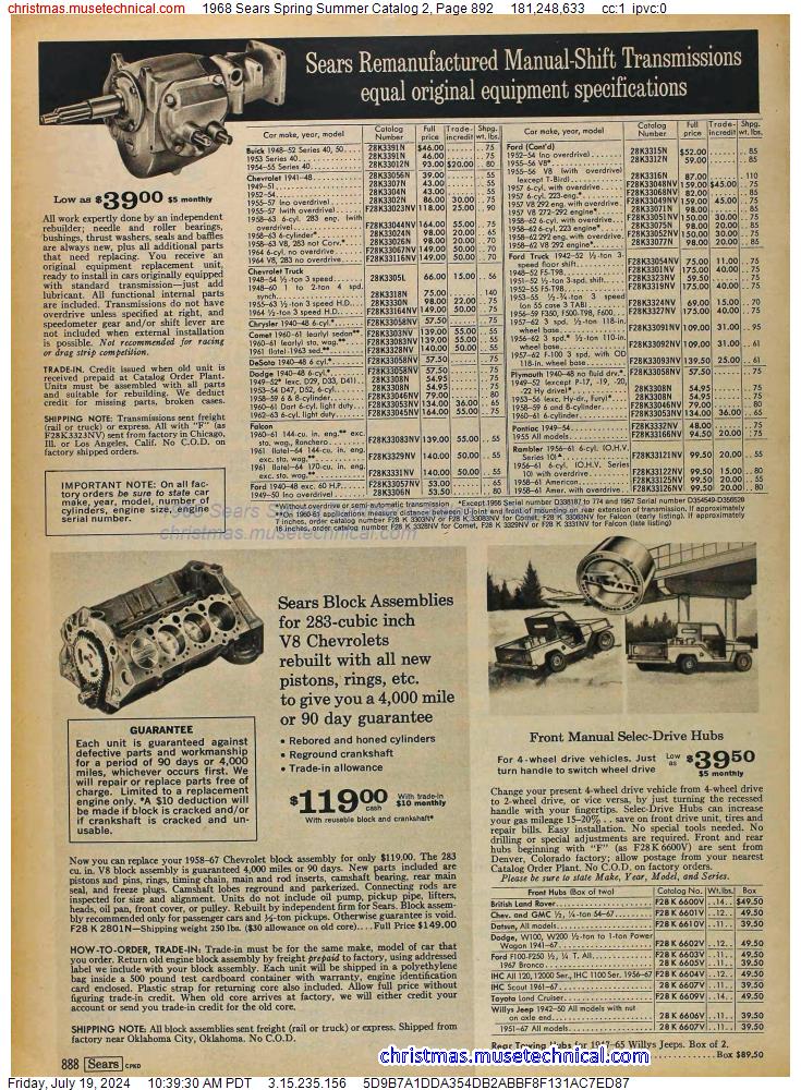 1968 Sears Spring Summer Catalog 2, Page 892