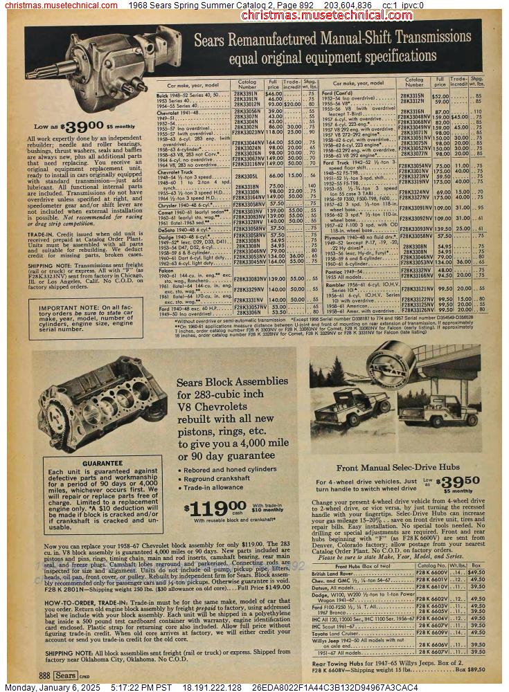 1968 Sears Spring Summer Catalog 2, Page 892