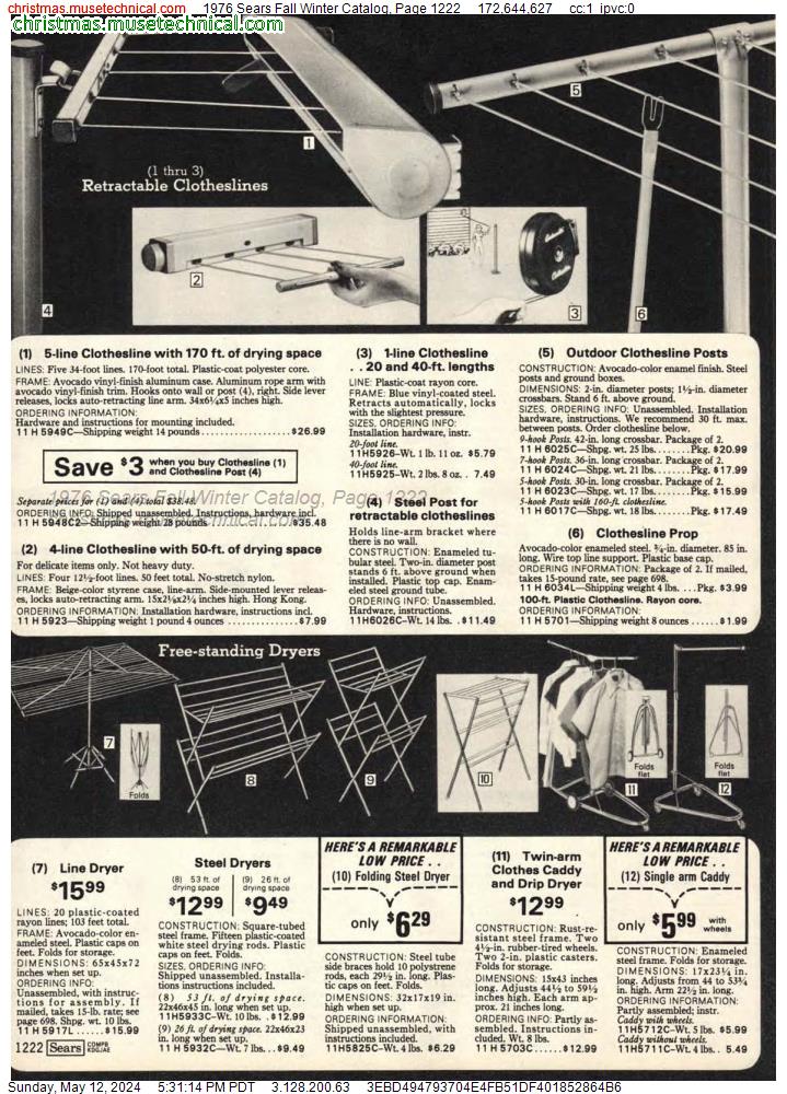 1976 Sears Fall Winter Catalog, Page 1222