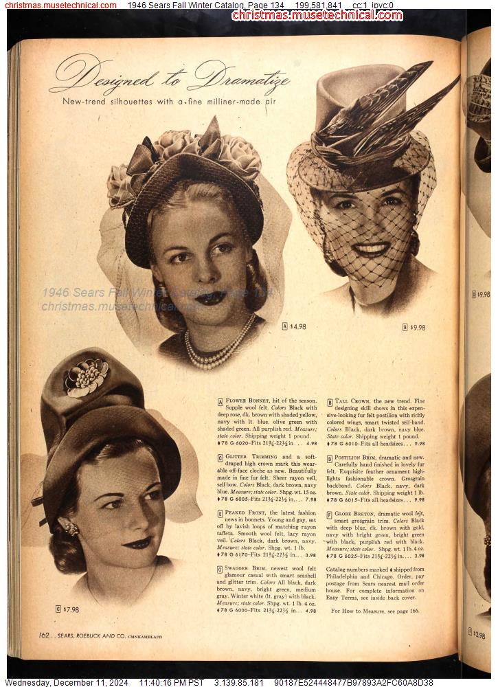 1946 Sears Fall Winter Catalog, Page 134