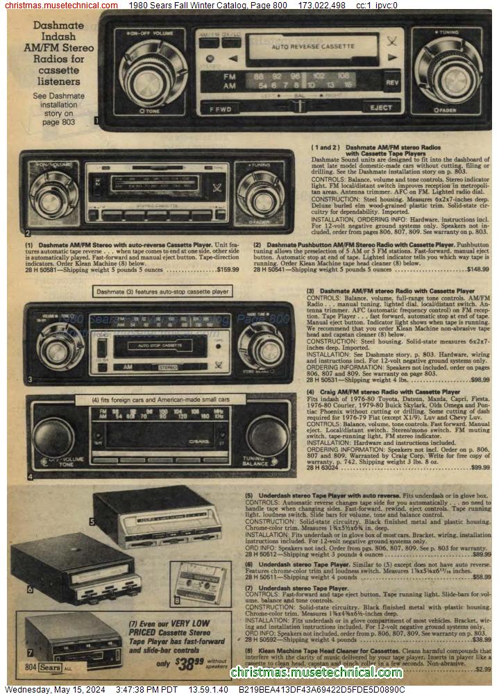 1980 Sears Fall Winter Catalog, Page 800