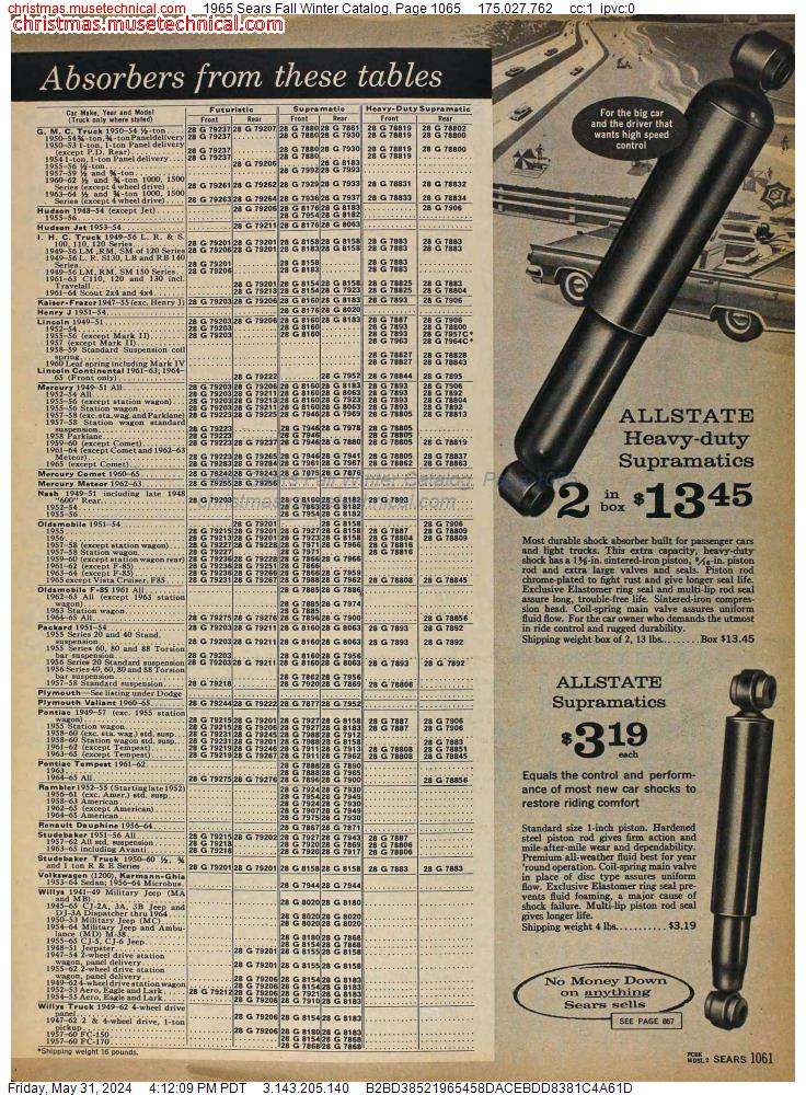 1965 Sears Fall Winter Catalog, Page 1065