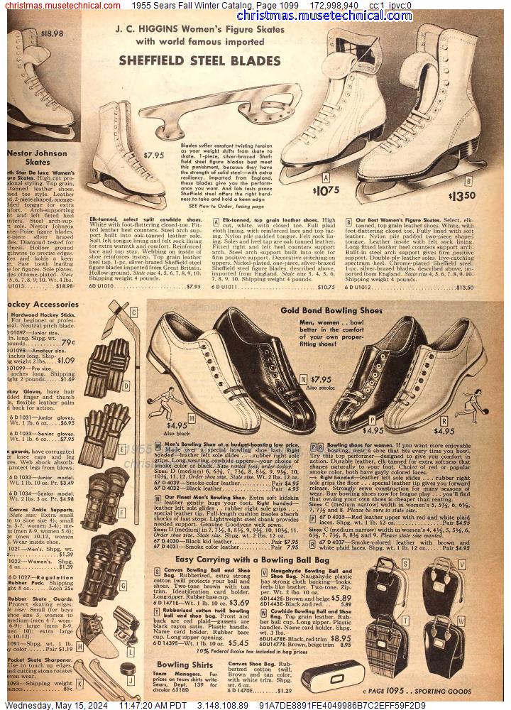1955 Sears Fall Winter Catalog, Page 1099