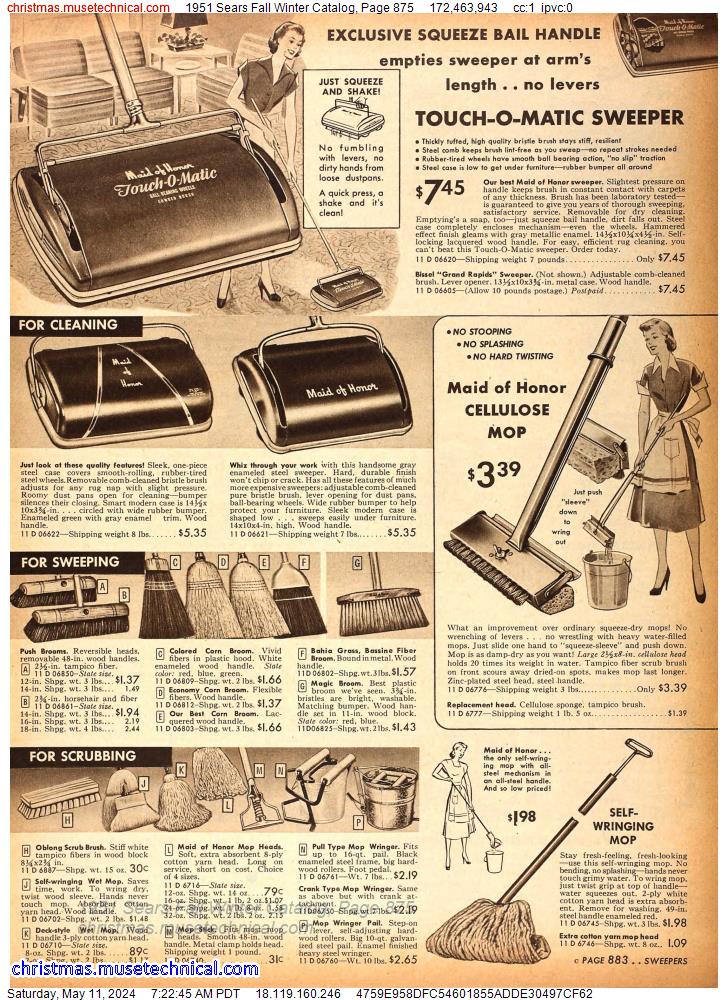 1951 Sears Fall Winter Catalog, Page 875
