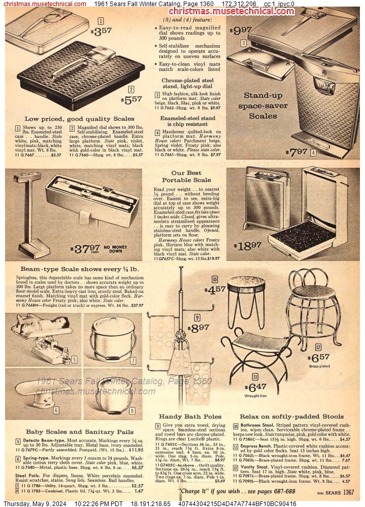 1961 Sears Fall Winter Catalog, Page 1360