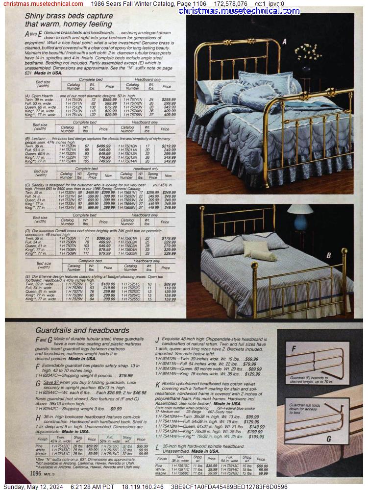 1986 Sears Fall Winter Catalog, Page 1106