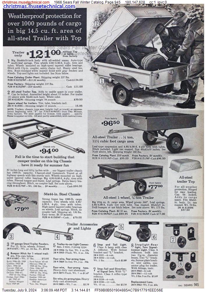 1966 Sears Fall Winter Catalog, Page 945