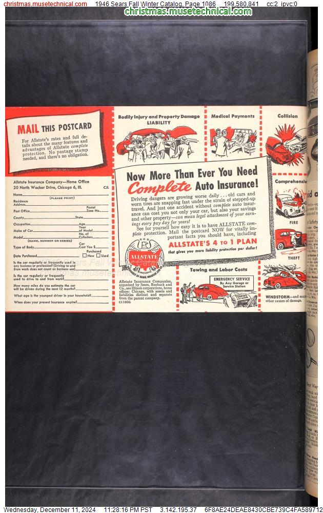 1946 Sears Fall Winter Catalog, Page 1086