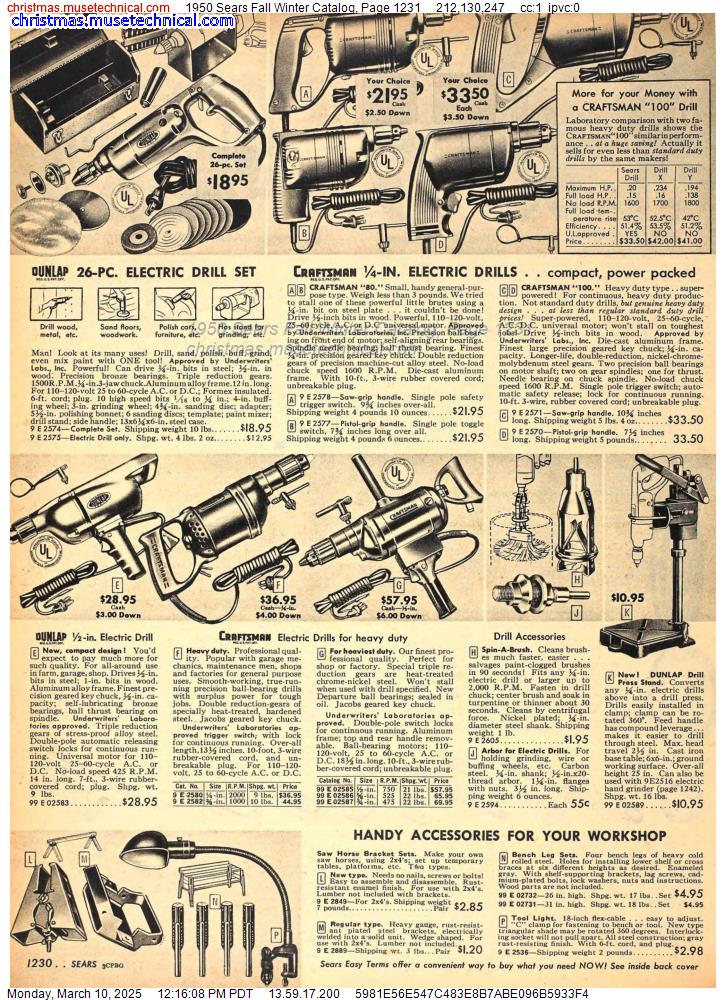 1950 Sears Fall Winter Catalog, Page 1231