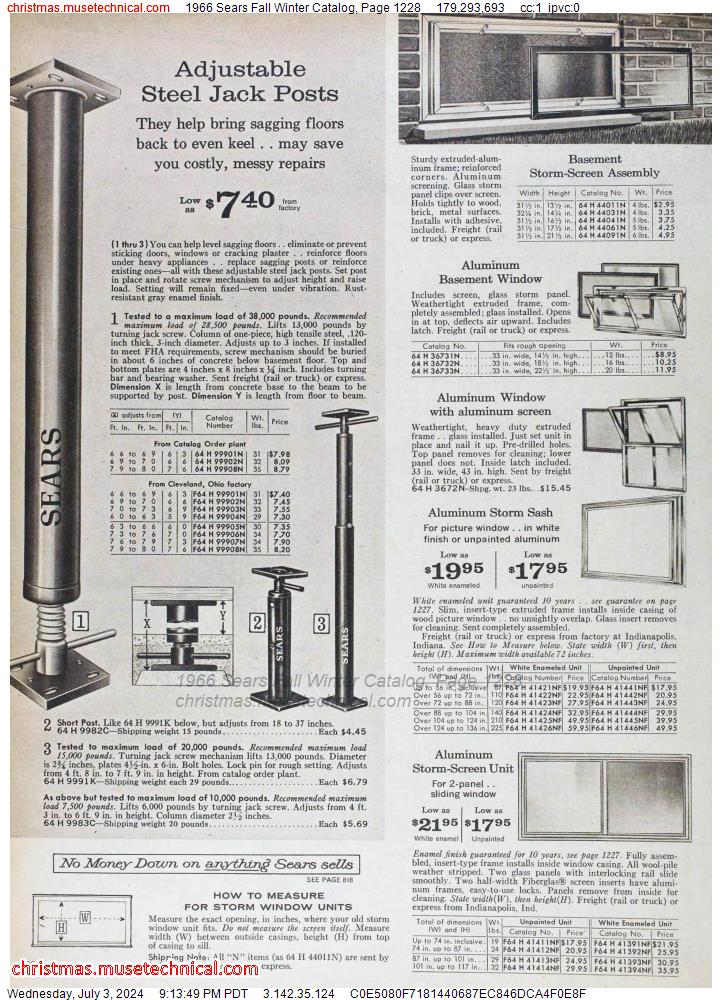 1966 Sears Fall Winter Catalog, Page 1228
