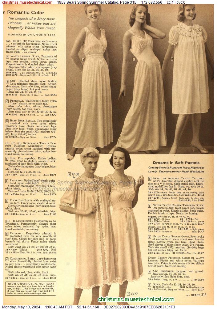 1958 Sears Spring Summer Catalog, Page 315
