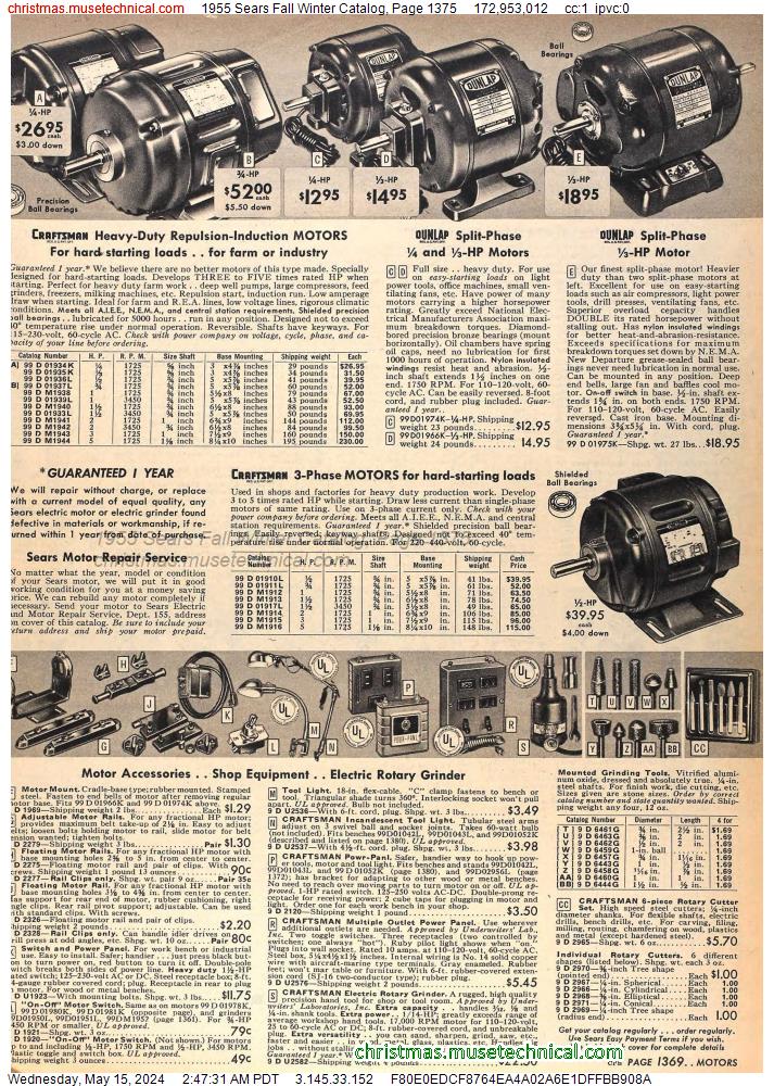 1955 Sears Fall Winter Catalog, Page 1375