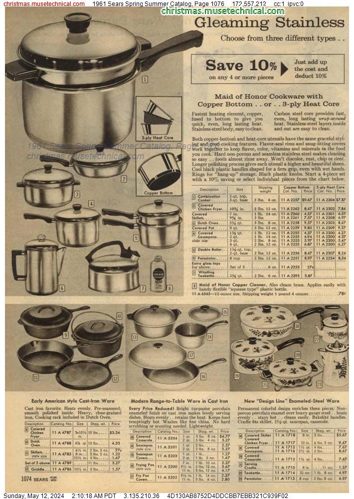 1961 Sears Spring Summer Catalog, Page 1076