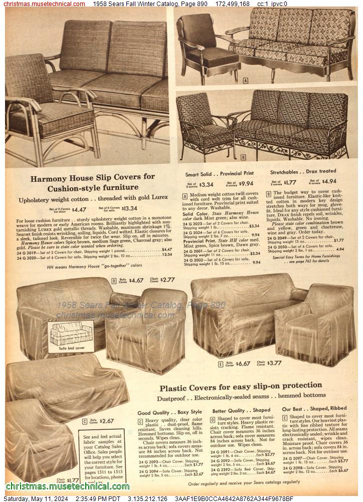 1958 Sears Fall Winter Catalog, Page 890