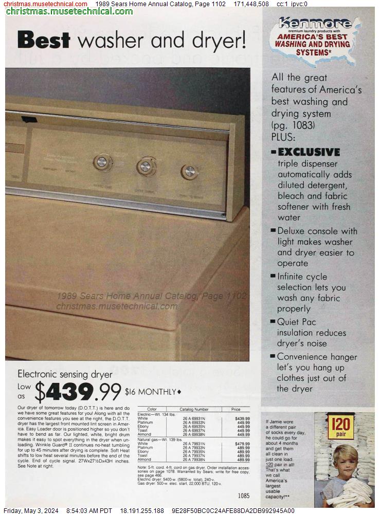 1989 Sears Home Annual Catalog, Page 1102