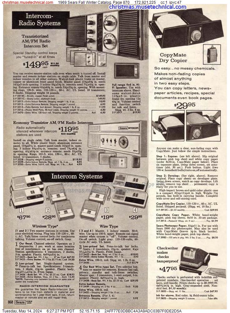 1969 Sears Fall Winter Catalog, Page 870